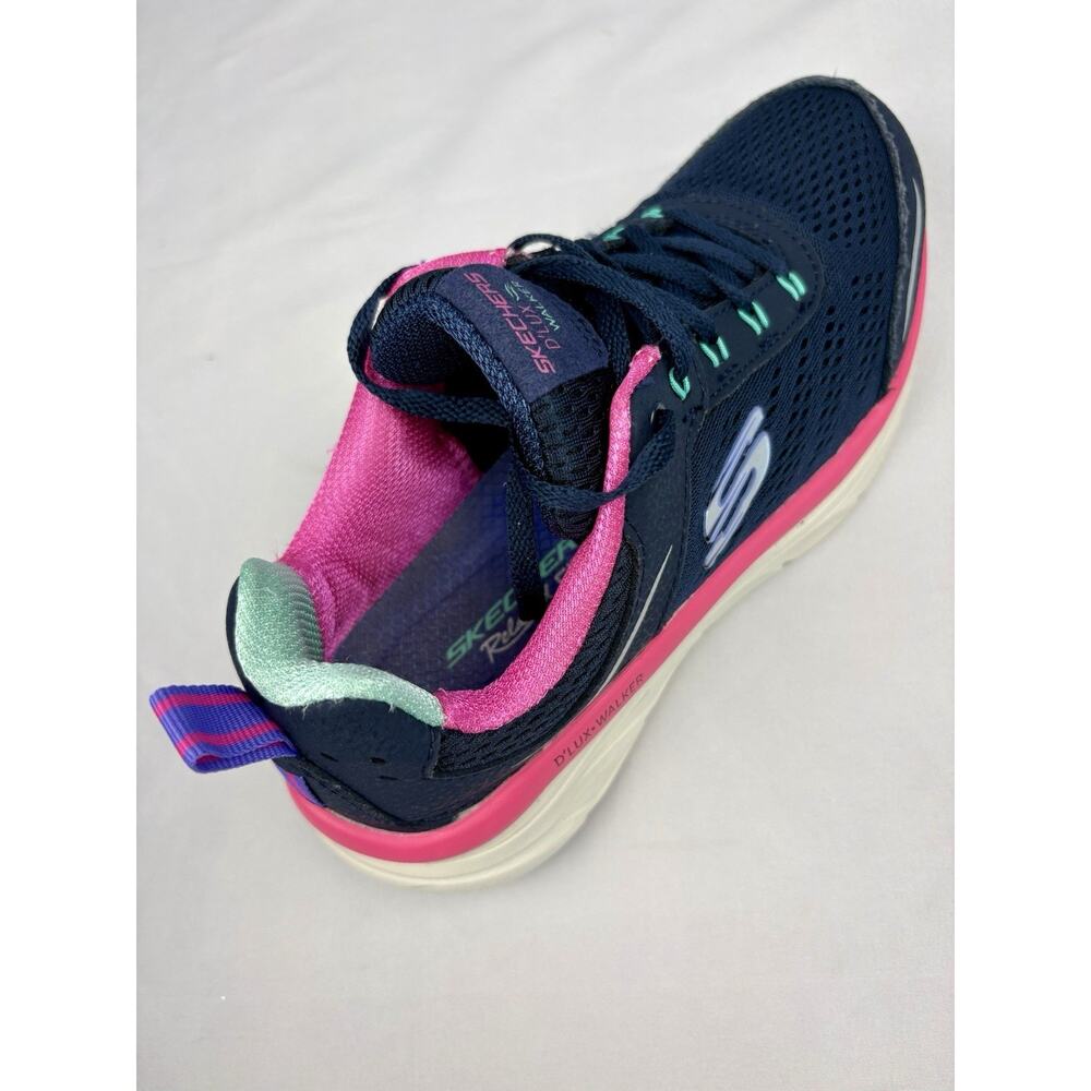 SKECHERS D'LUX WALKER Infinite Motion Mesh Shoes Navy Blue Pink Womens Size US 7 - Picture 12 of 16